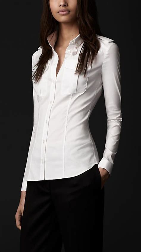 burberry prorsum women silk shirt|Burberry white button down shirt.